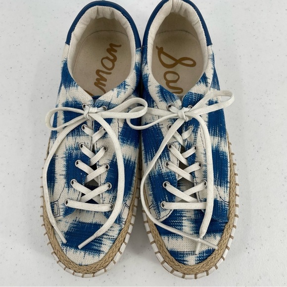 Sam Edelman Shoes - Sam Edelman Kavi Tie Dyed Espadrille Blue Cream Jute Twine Low Rise Sneakers